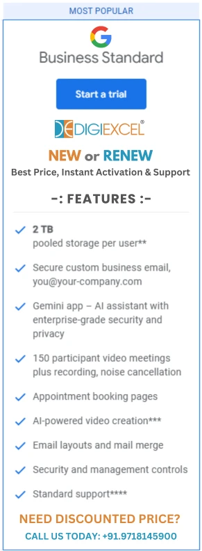 google workspace business standard plan by digiexcel